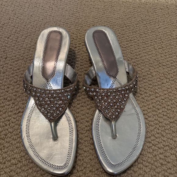 Silver Embellished Sandals - Picture 2 of 4